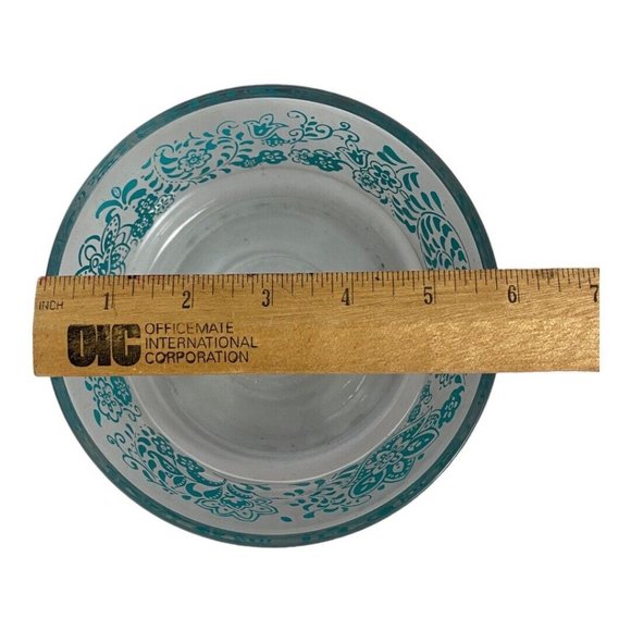 Pioneer Woman Clear Glass 1 QT Bowl Blue Teal Floral Pattern 4 cups Replacement - Picture 8 of 9